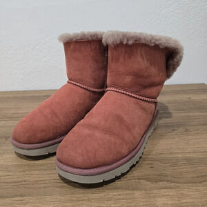UGG‎ mini Bailey bow corduroy boots dark red